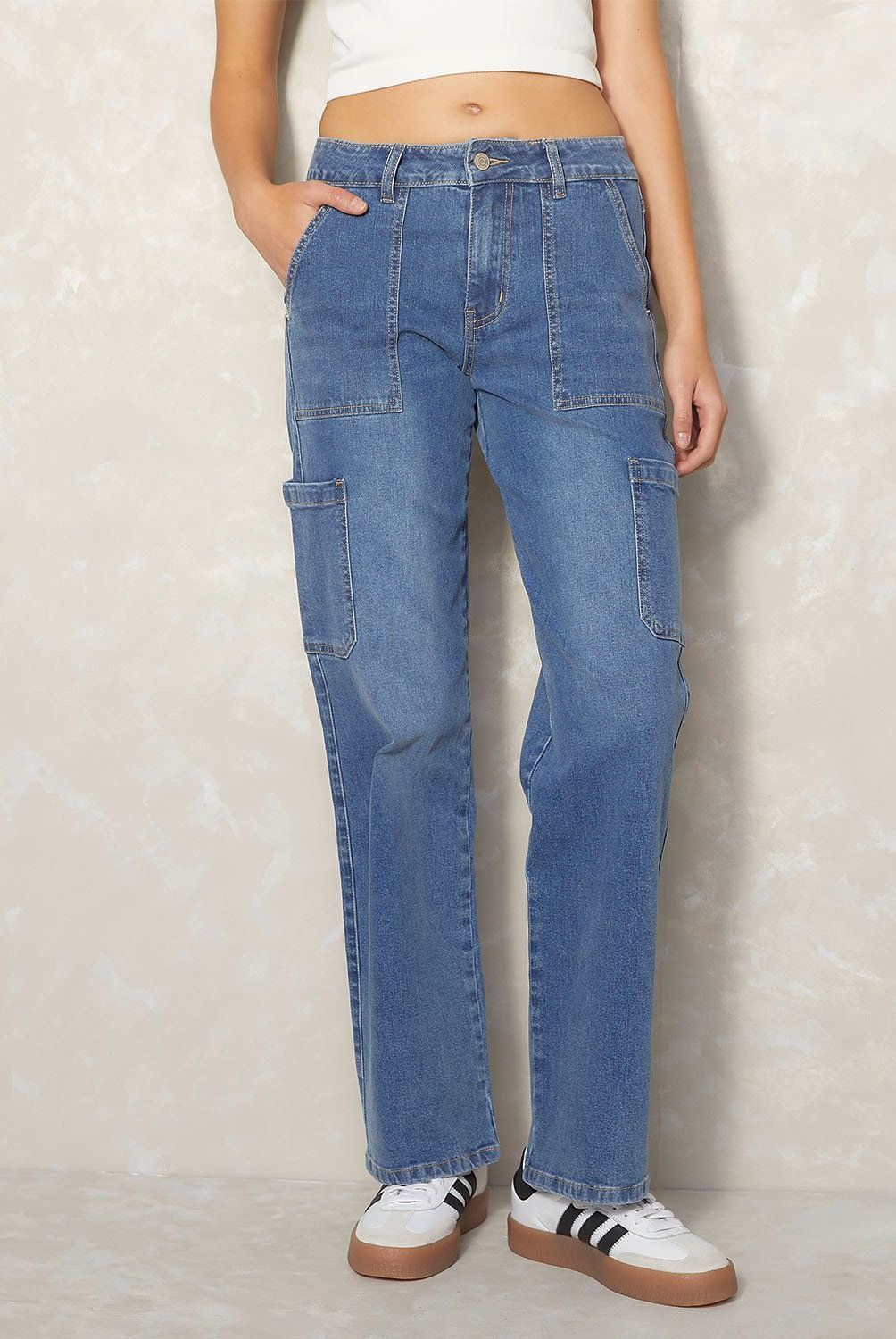 SYBILLA - Jeans Cargo Sybilla Mujer Algodón Tiro Medio