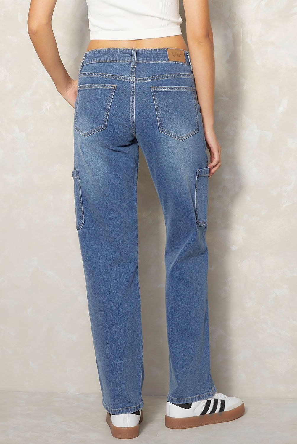 SYBILLA - Jeans Cargo Sybilla Mujer Algodón Tiro Medio