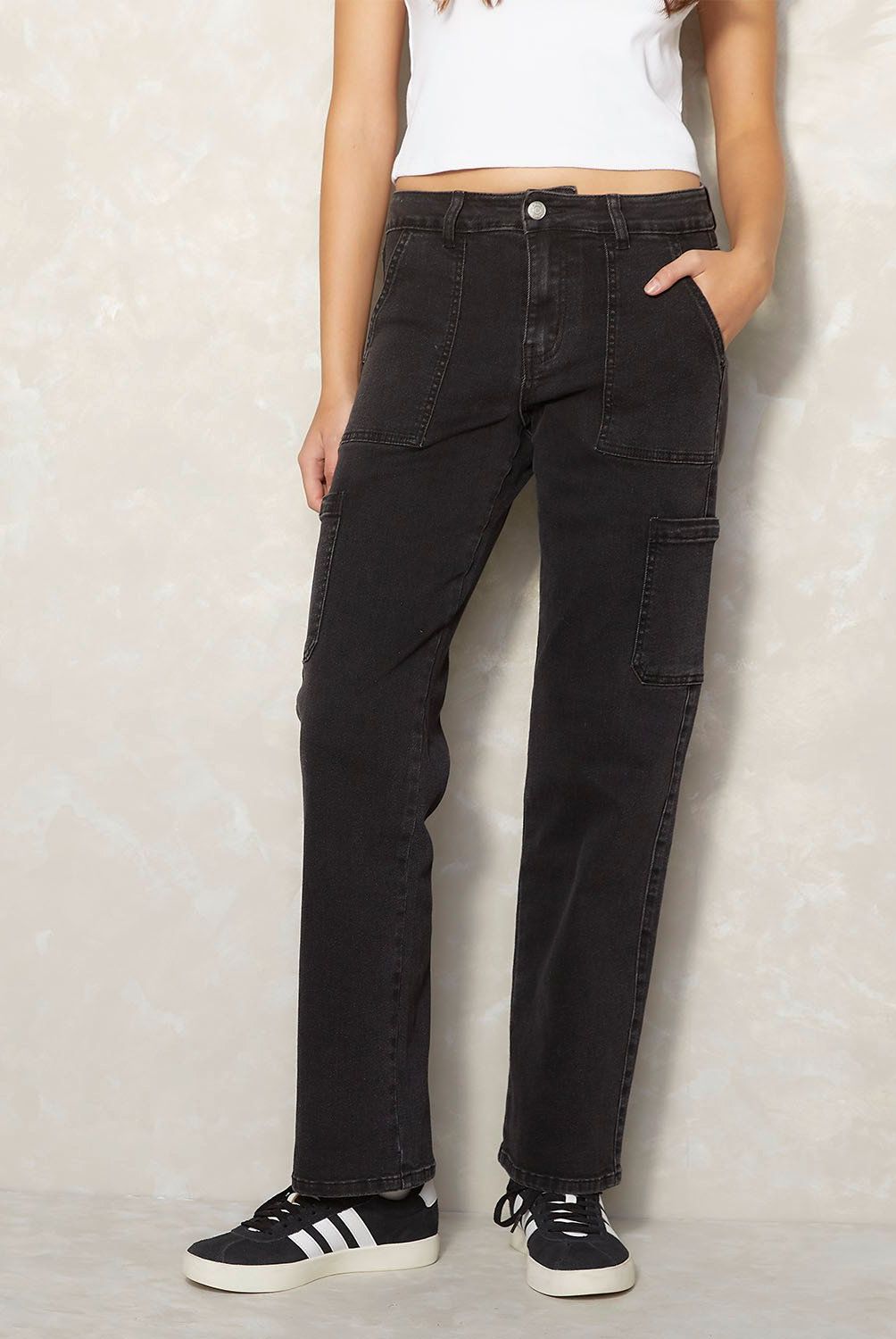SYBILLA - Jeans Cargo Sybilla Mujer Algodón Tiro Medio