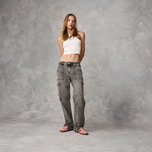 SYBILLA - Jeans Cargo Mujer Algodón Tiro Medio