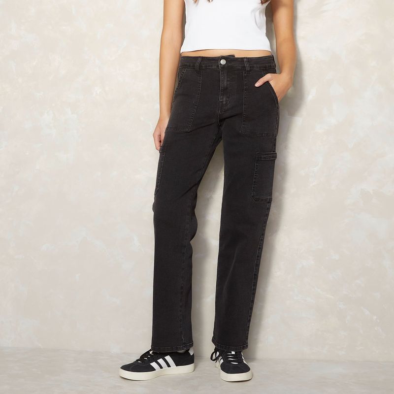 SYBILLA - Jeans Cargo Sybilla Mujer Algodón Tiro Medio