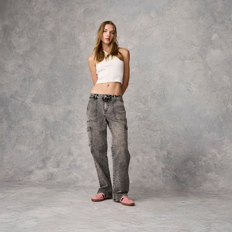SYBILLA - Jeans Cargo Sybilla Mujer Algodón Tiro Medio