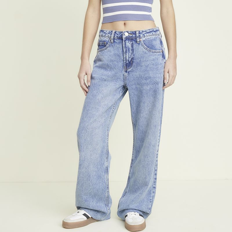 SYBILLA - Jeans Straight Tiro Alto Mujer Sybilla