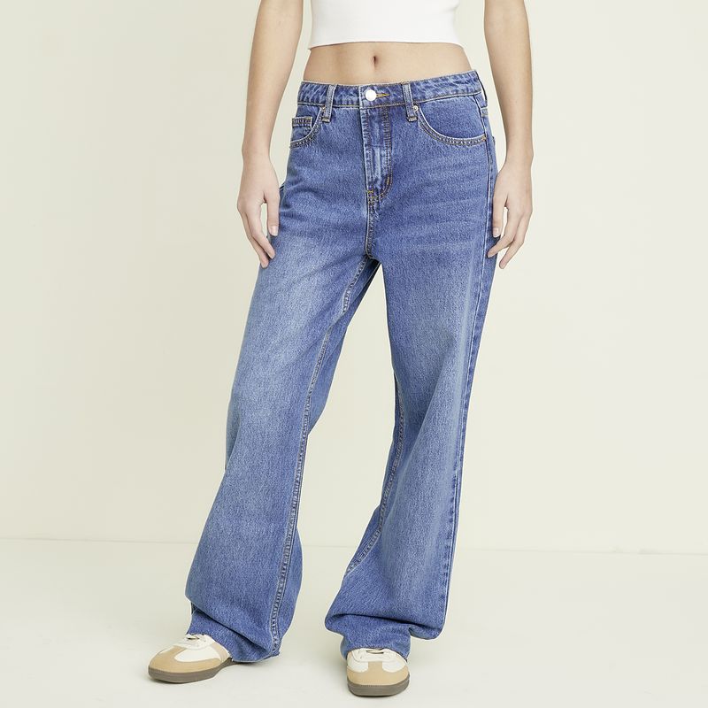 SYBILLA - Jeans Straight Tiro Alto Mujer Sybilla