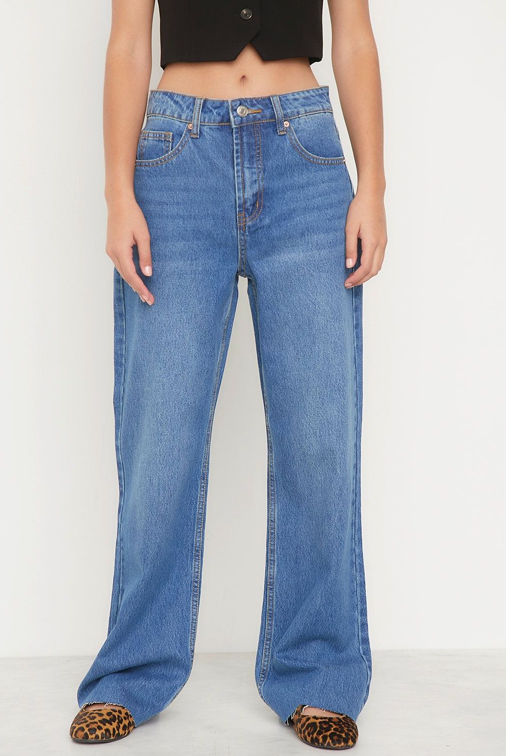 SYBILLA - Jeans Straight Tiro Alto Mujer Sybilla
