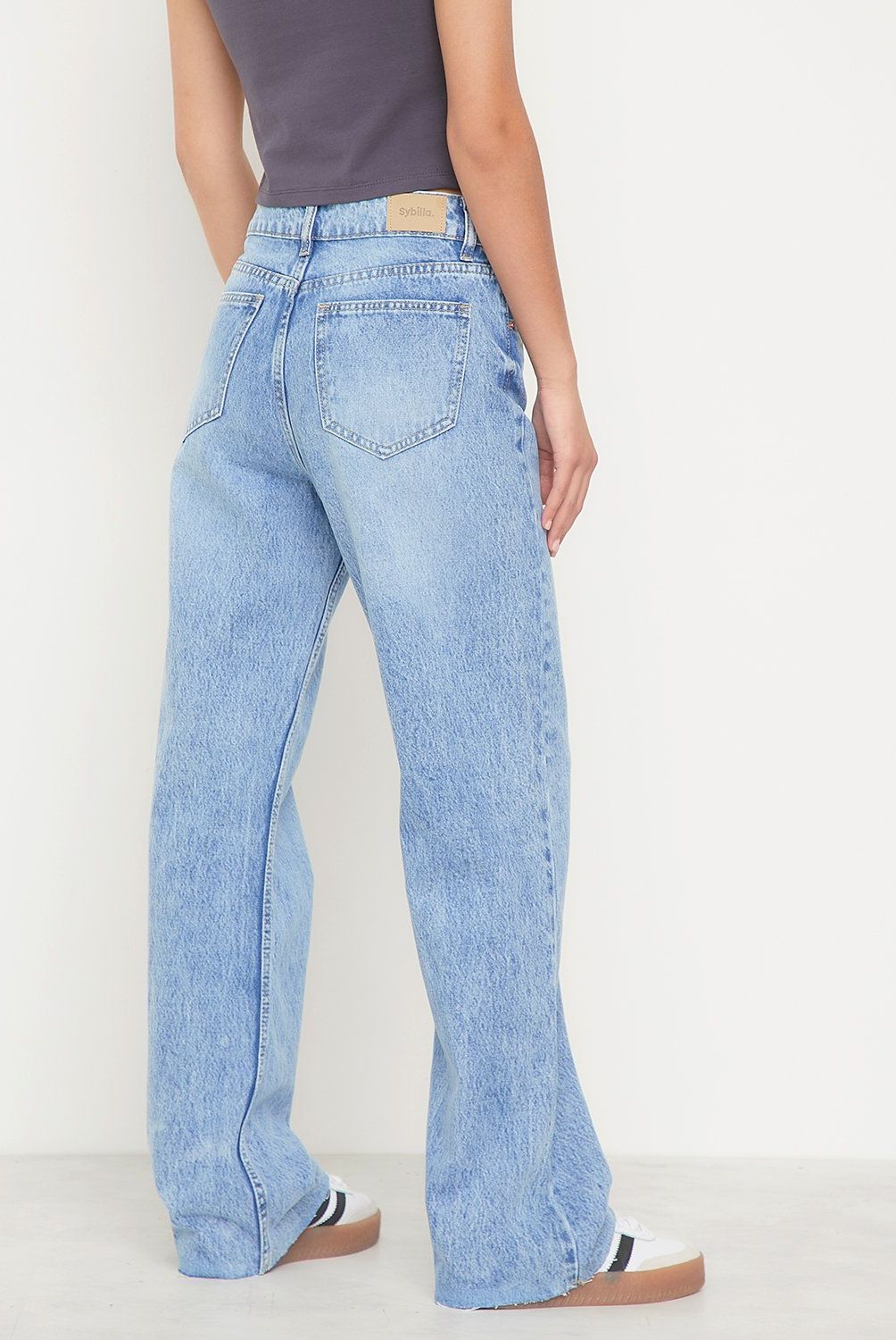 SYBILLA - Jeans Straight Tiro Alto Mujer Sybilla