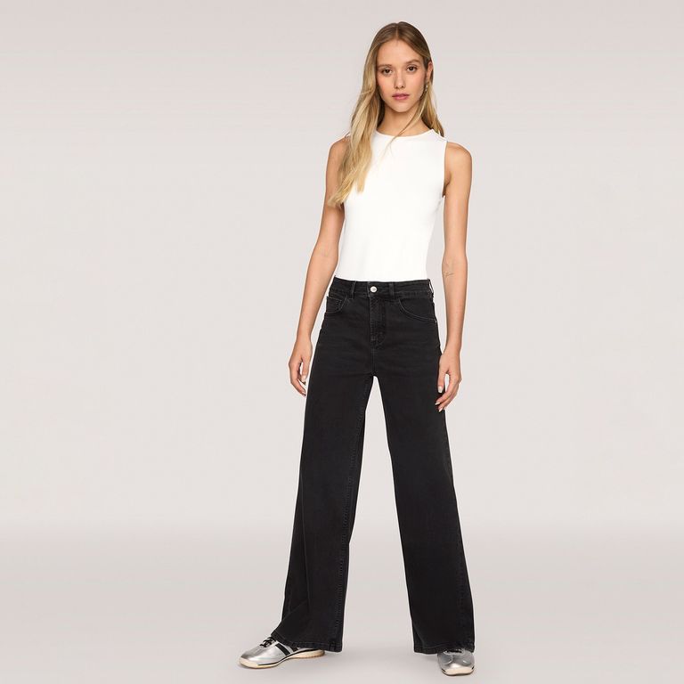 Jeans Wide Leg Tiro Alto Mujer