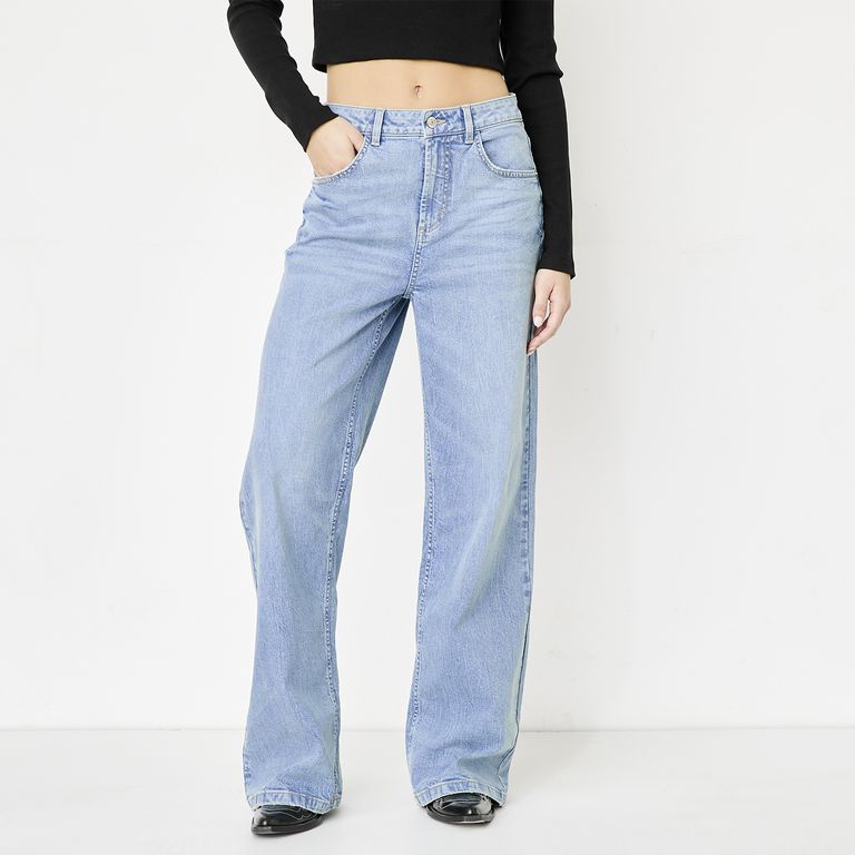 Jeans Wide Leg Tiro Alto Mujer