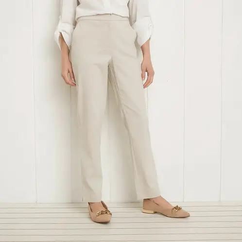 UNIVERSITY CLUB - Pantalón Mujer Viscosa Straight Tiro Alto