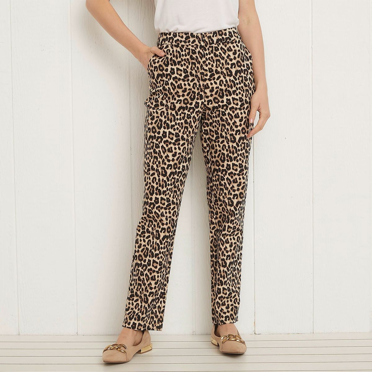 UNIVERSITY CLUB - Pantalón Viscosa Straight Tiro Alto Mujer University Club