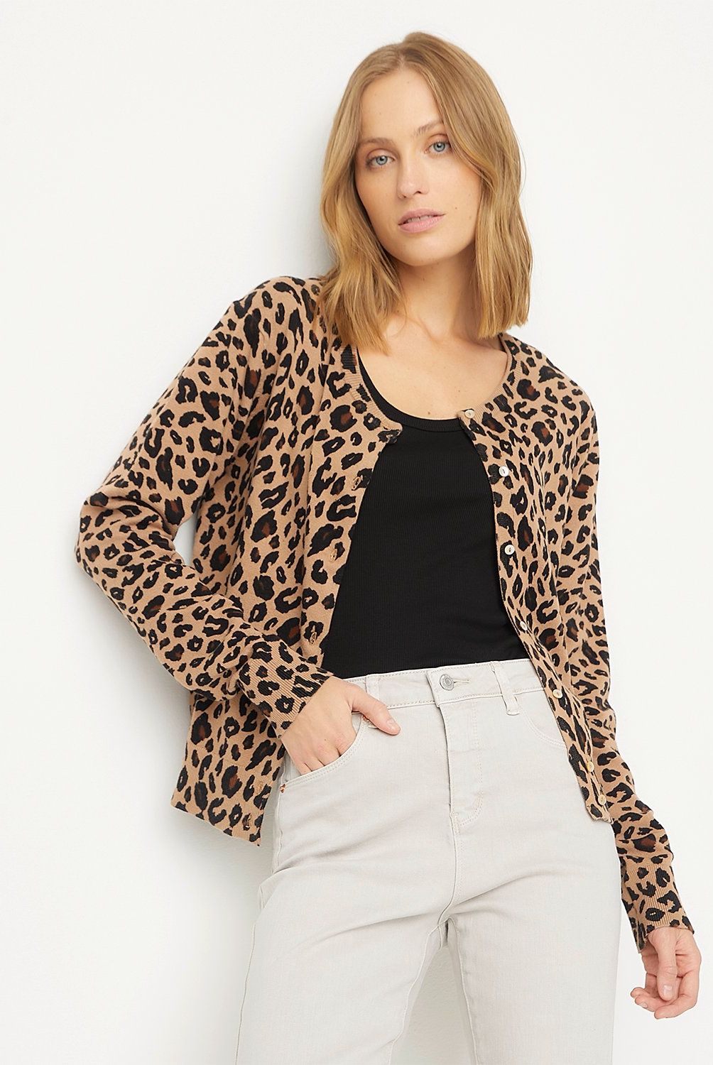 UNIVERSITY CLUB - Chaleco University Club Algodón Animal Print Manga Larga Mujer