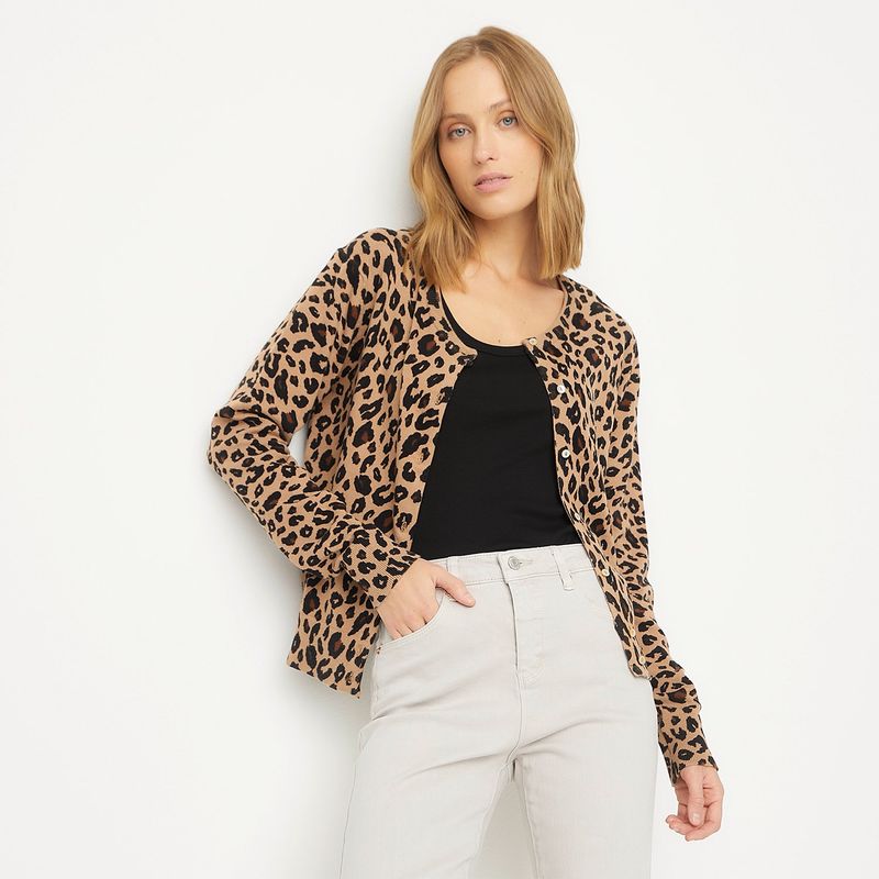 UNIVERSITY CLUB - Chaleco University Club Algodón Animal Print Manga Larga Mujer