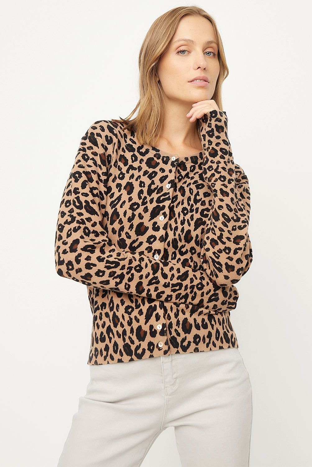 UNIVERSITY CLUB - Chaleco University Club Algodón Animal Print Manga Larga Mujer