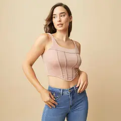MOSSIMO - Crop Top Corset Sin Mangas Mujer