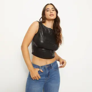 MOSSIMO - Blusa Cropped Sin Mangas Mujer