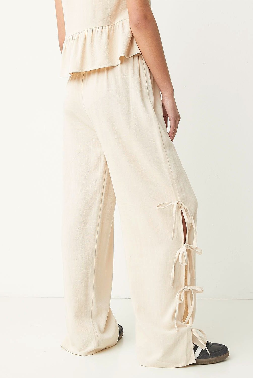SYBILLA - Pantalón Wide Leg Mujer Sybilla Viscosa y Lino Casual