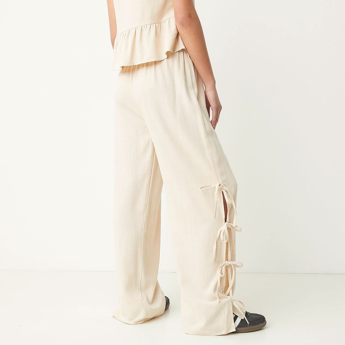 SYBILLA - Pantalón Wide Leg Mujer Sybilla Viscosa y Lino Casual