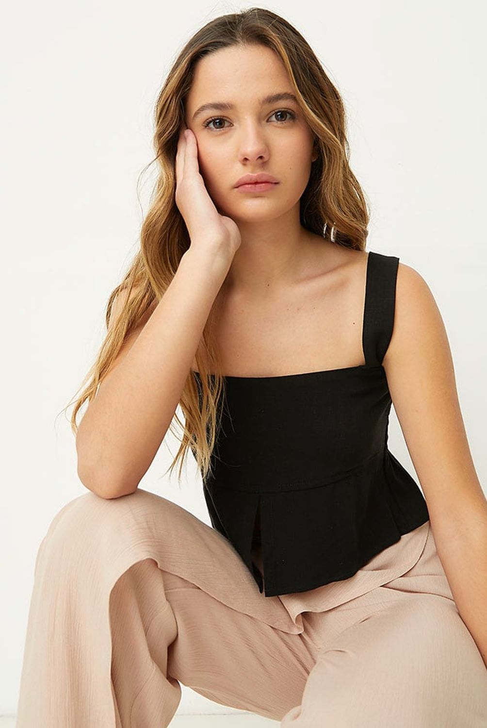 SYBILLA - Blusa Cropped Sin Mangas Mujer Sybilla