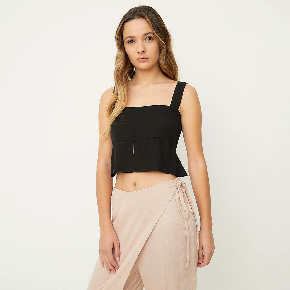 SYBILLA - Blusa Cropped Sin Mangas Mujer Sybilla