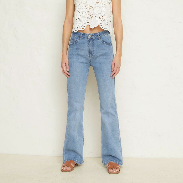 Jeans Flare Tiro Alto Mujer