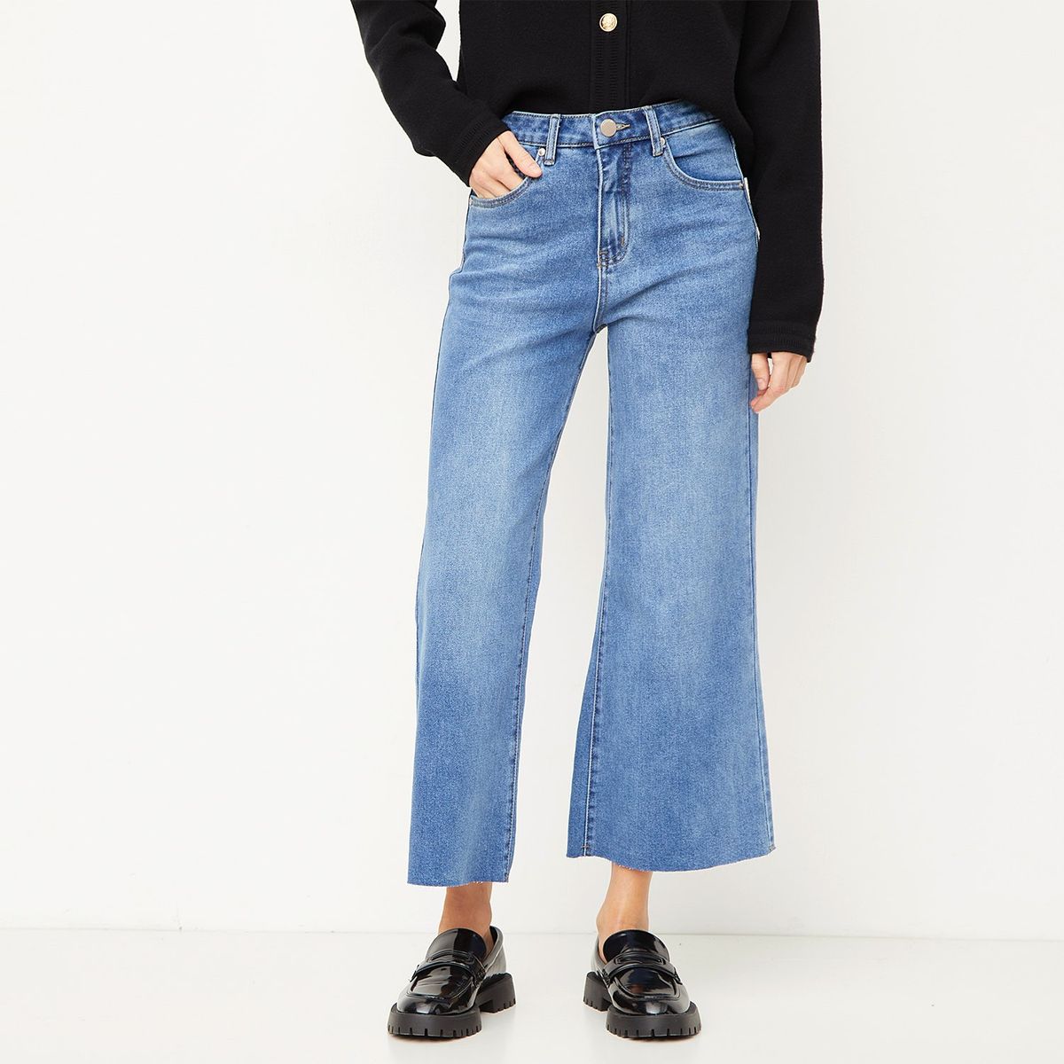 BASEMENT - Jeans Wide Leg Tiro Alto Mujer Basement