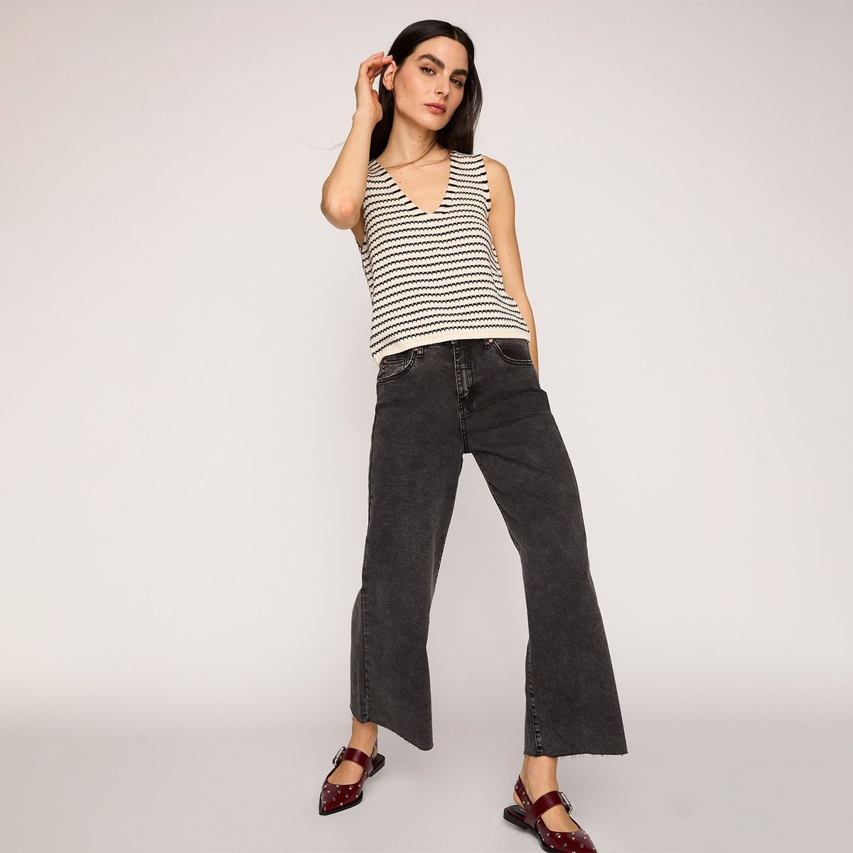 BASEMENT - Jeans Wide Leg Tiro Alto Mujer Basement