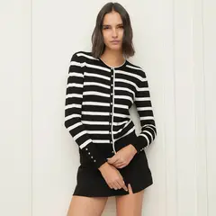 BASEMENT - Chaleco Rayado Manga Larga Mujer