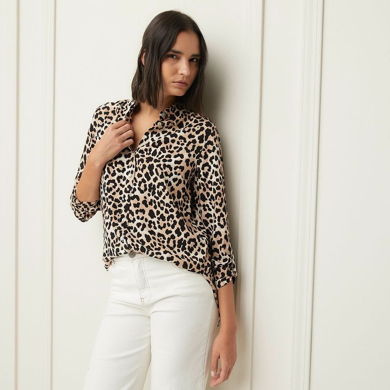 BASEMENT - Blusa Mujer Basement Manga Larga Viscosa Estampada