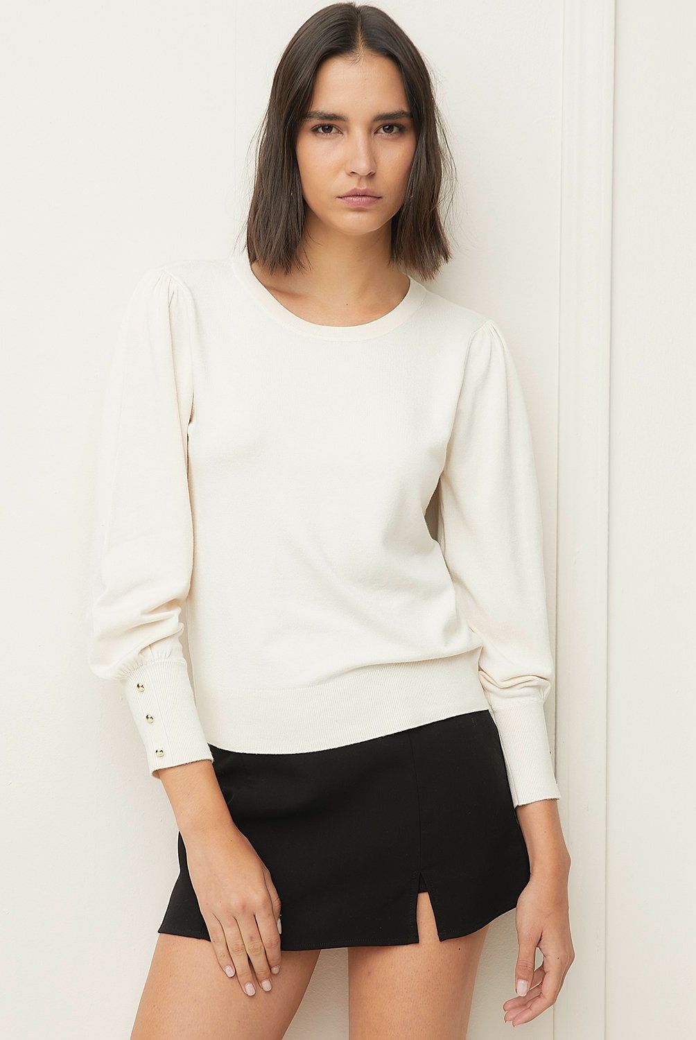 BASEMENT - Sweater Manga Larga Basement Mujer Con Botones En Puño