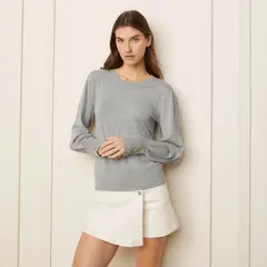 BASEMENT - Sweater Manga Larga Mujer Con Botones En Puño