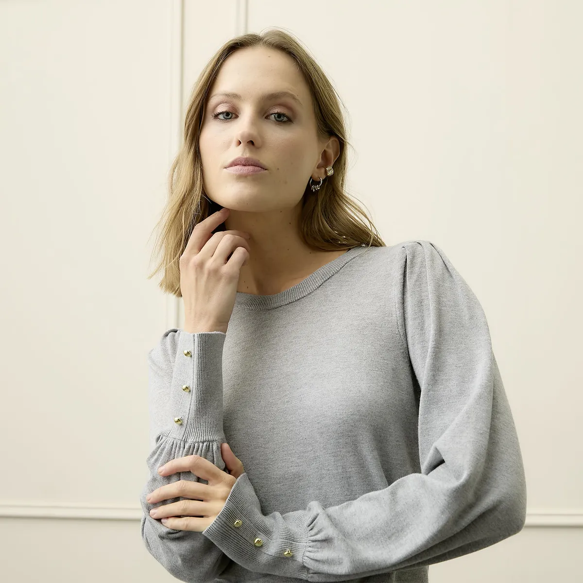 BASEMENT - Sweater Manga Larga Basement Mujer Con Botones En Puño