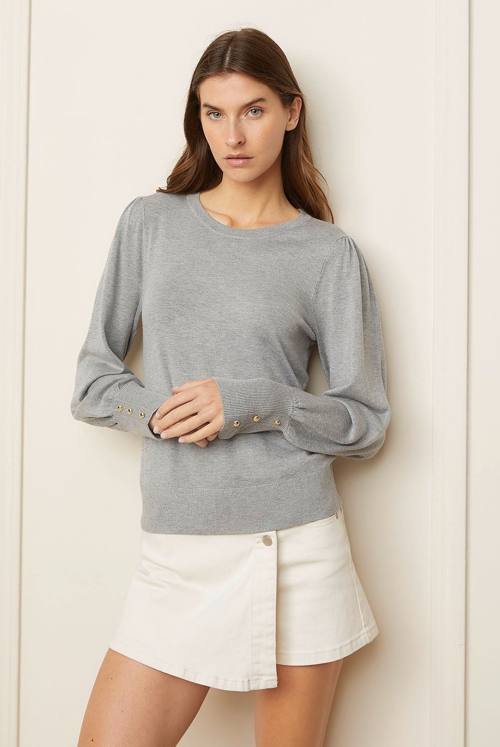 BASEMENT - Sweater Manga Larga Basement Mujer Con Botones En Puño