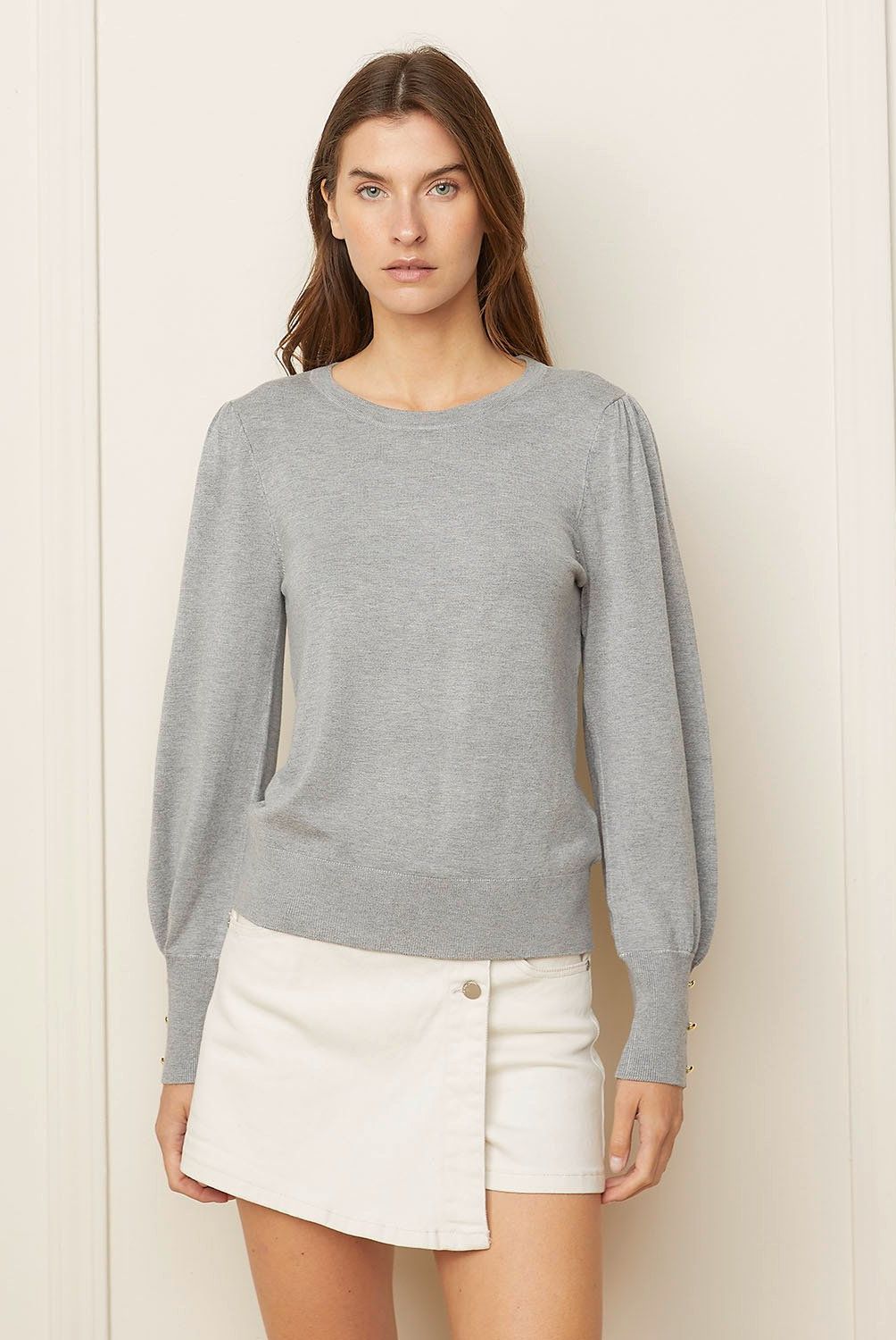 BASEMENT - Sweater Manga Larga Basement Mujer Con Botones En Puño