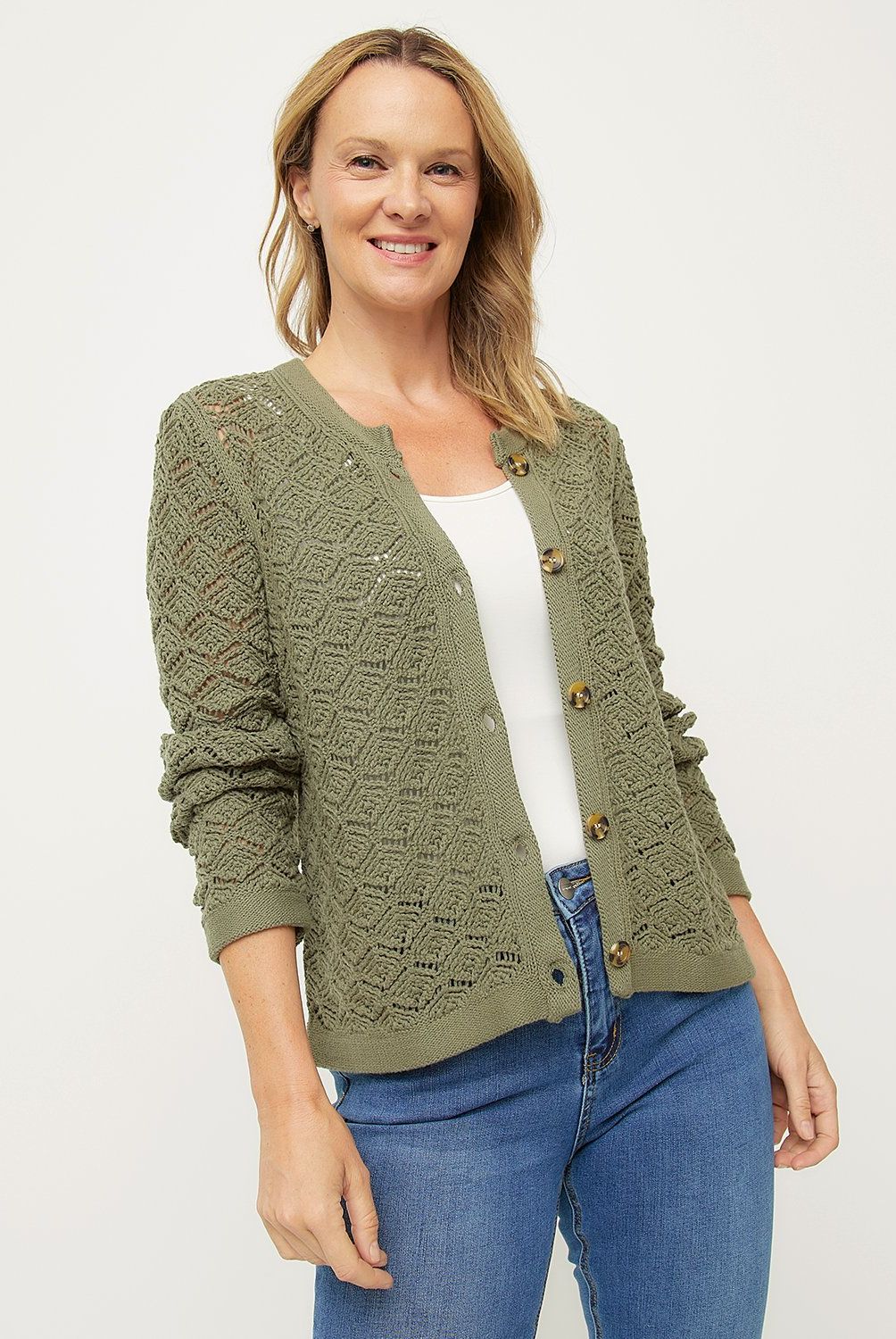 NEWPORT - Cardigan Newport Algodón Mujer Manga Larga Diseño Liso