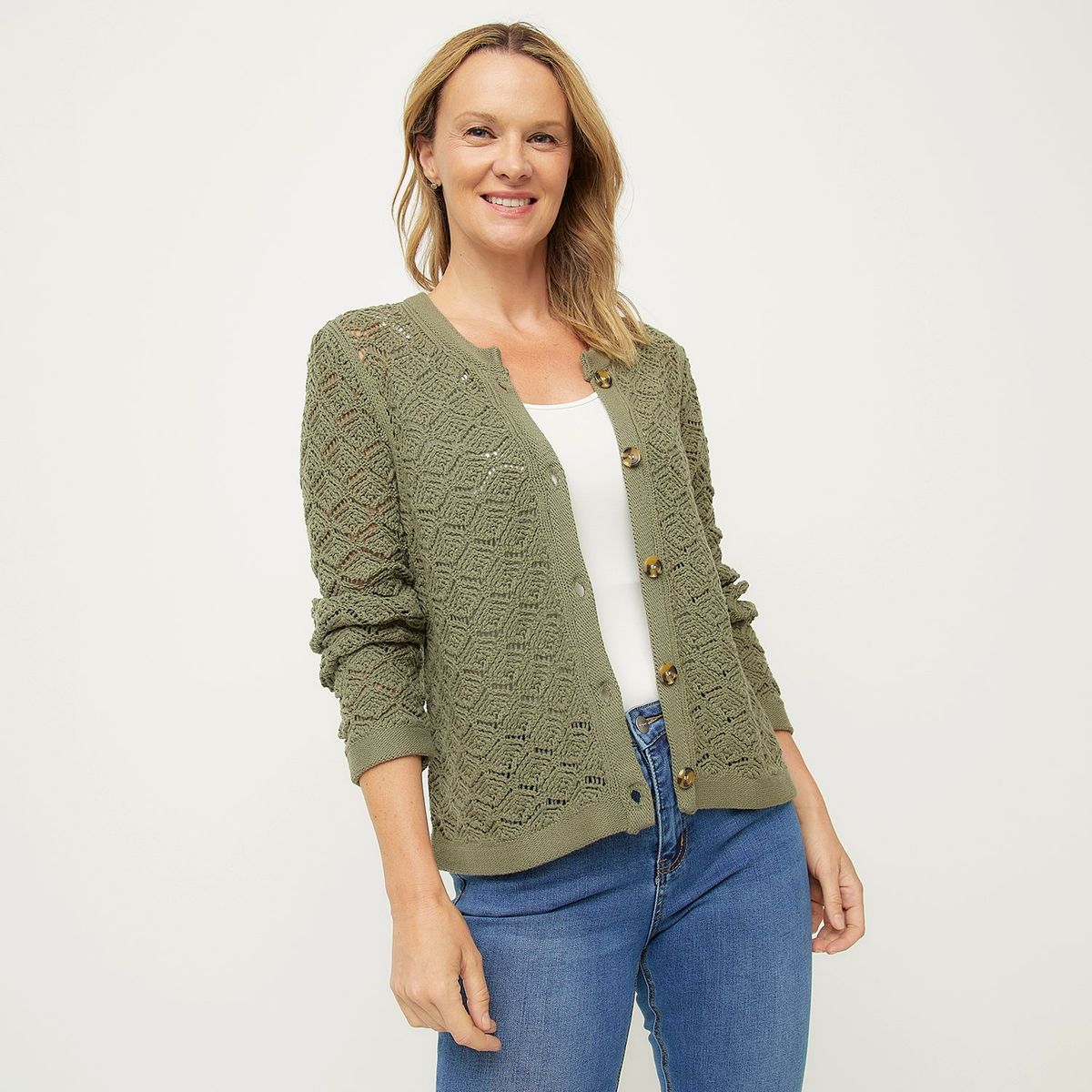 NEWPORT - Cardigan Newport Algodón Mujer Manga Larga Diseño Liso