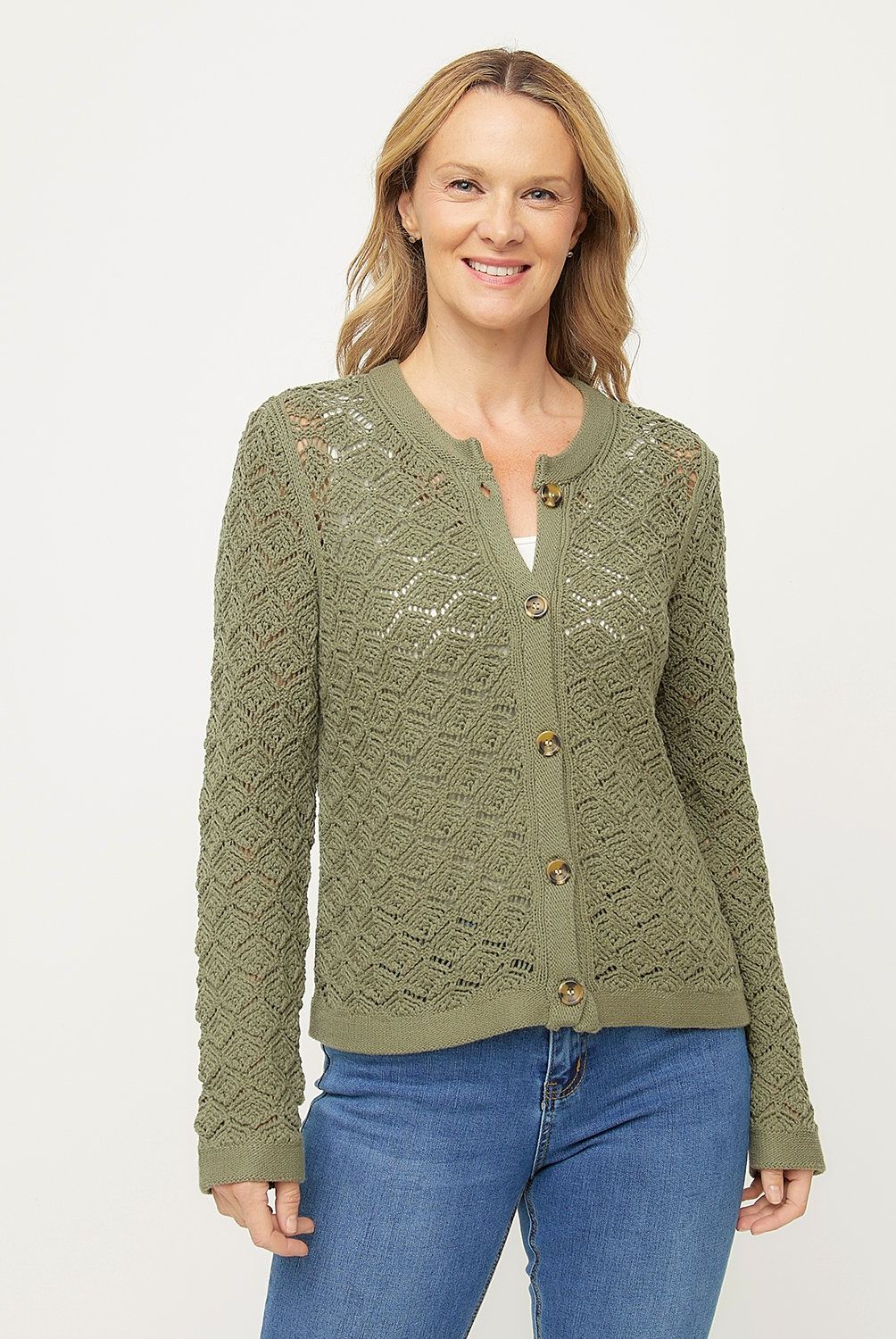 NEWPORT - Cardigan Newport Algodón Mujer Manga Larga Diseño Liso