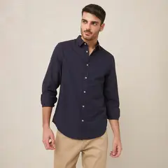 BASEMENT - Camisa Manga Larga Casual Algodón Hombre