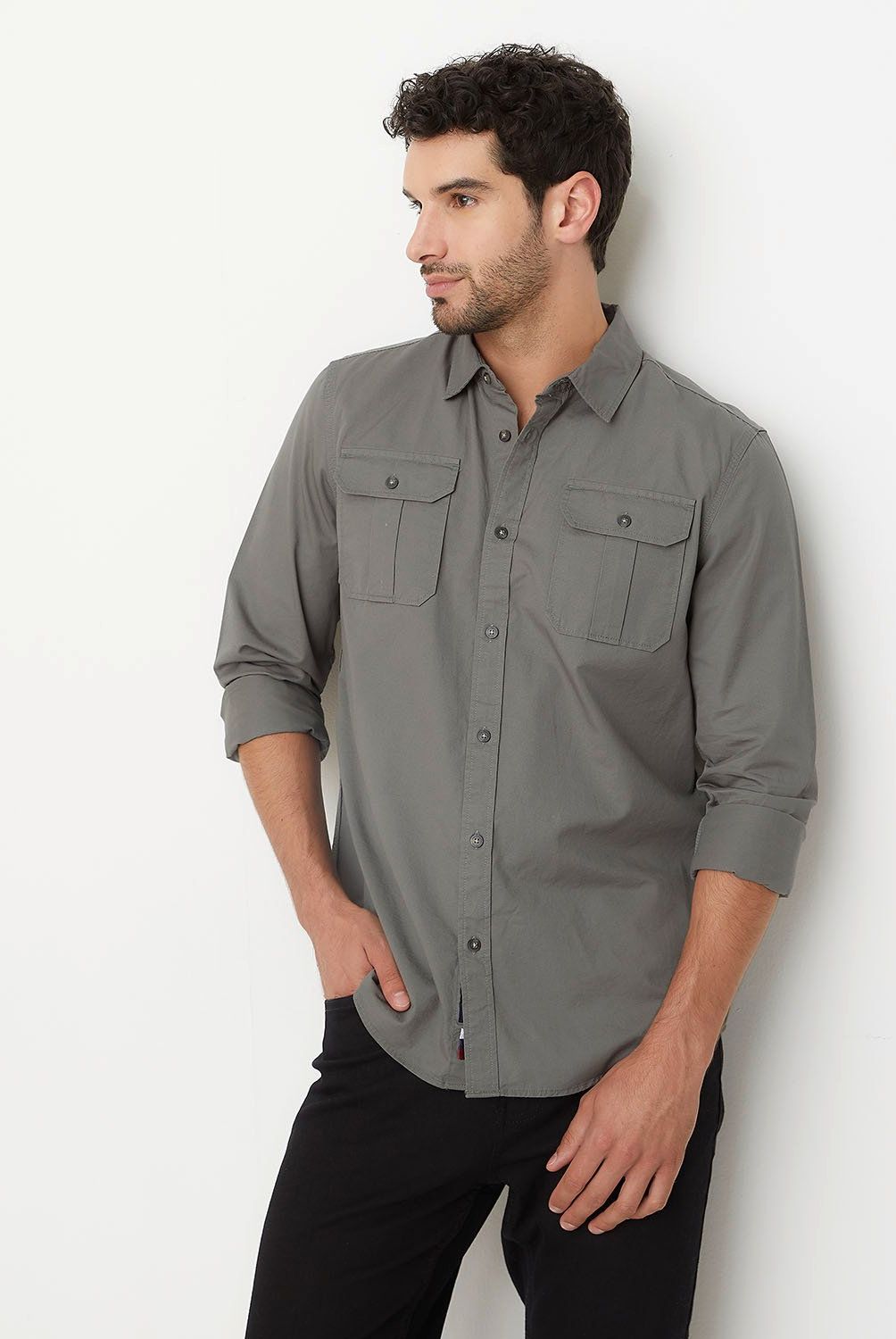 UNIVERSITY CLUB - Camisa Manga Larga Casual Algodón Hombre