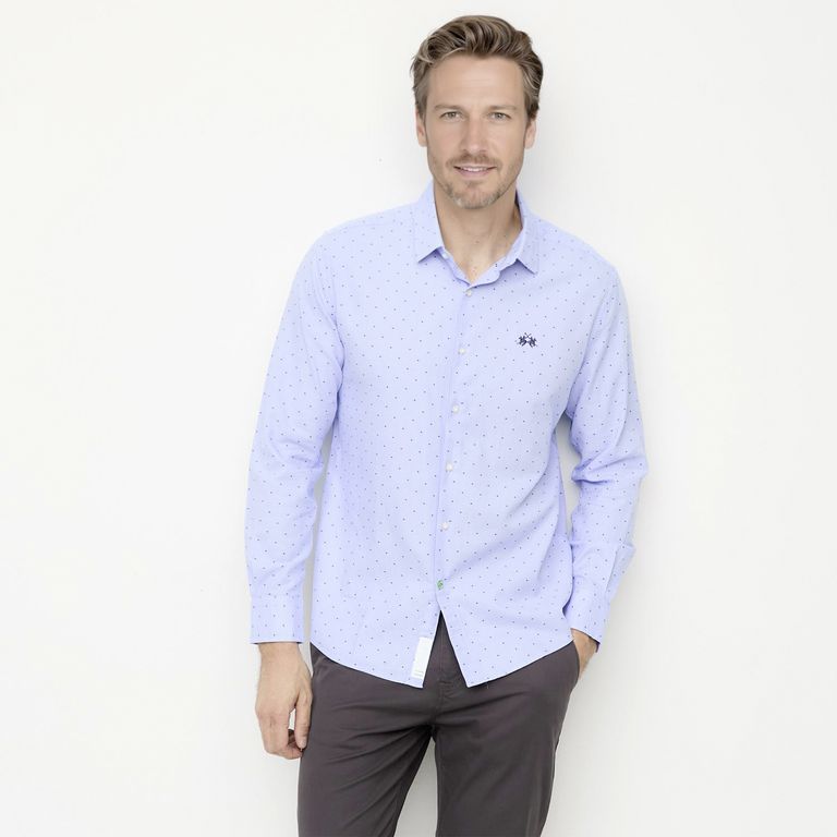 Camisa Casual Manga Larga Algodón Hombre