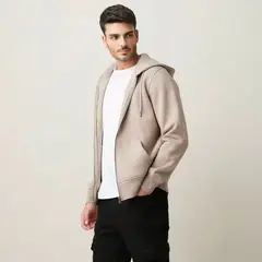 BASEMENT - Polerón Cierre Algodón Manga Larga Regular Fit Hombre