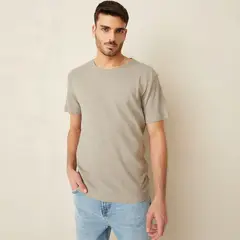 BASEMENT - Polera Regular Fit Lino Manga Corta Hombre