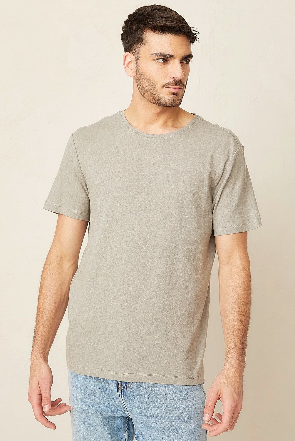 BASEMENT - Polera Basement Regular Fit Lino Manga Corta Hombre