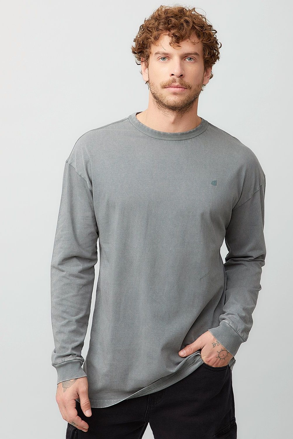 AMERICANINO - Polera Manga Larga Algodón Relaxed Fit Hombre Americanino