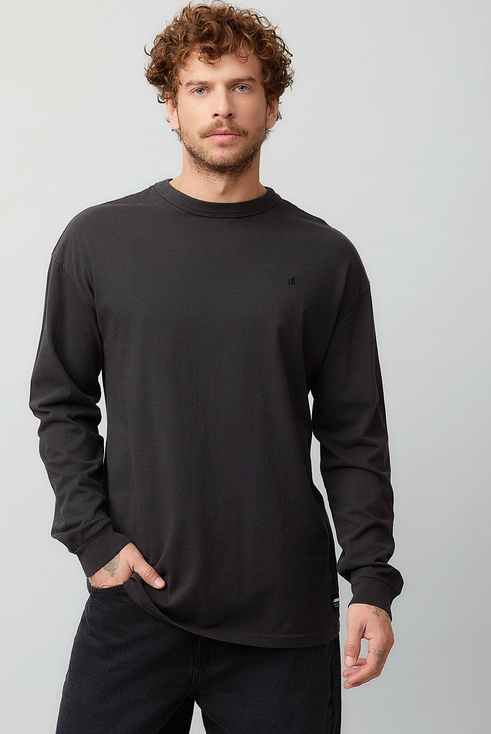 AMERICANINO - Polera Manga Larga Algodón Relaxed Fit Hombre Americanino