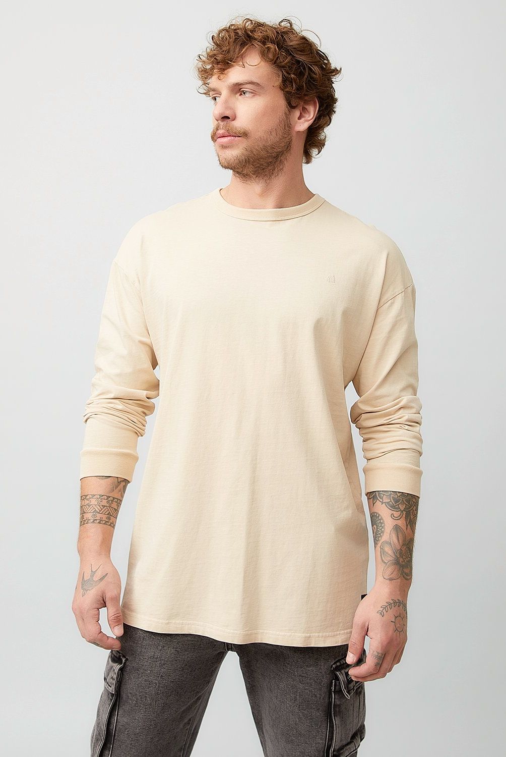 AMERICANINO - Polera Manga Larga Algodón Relaxed Fit Hombre Americanino
