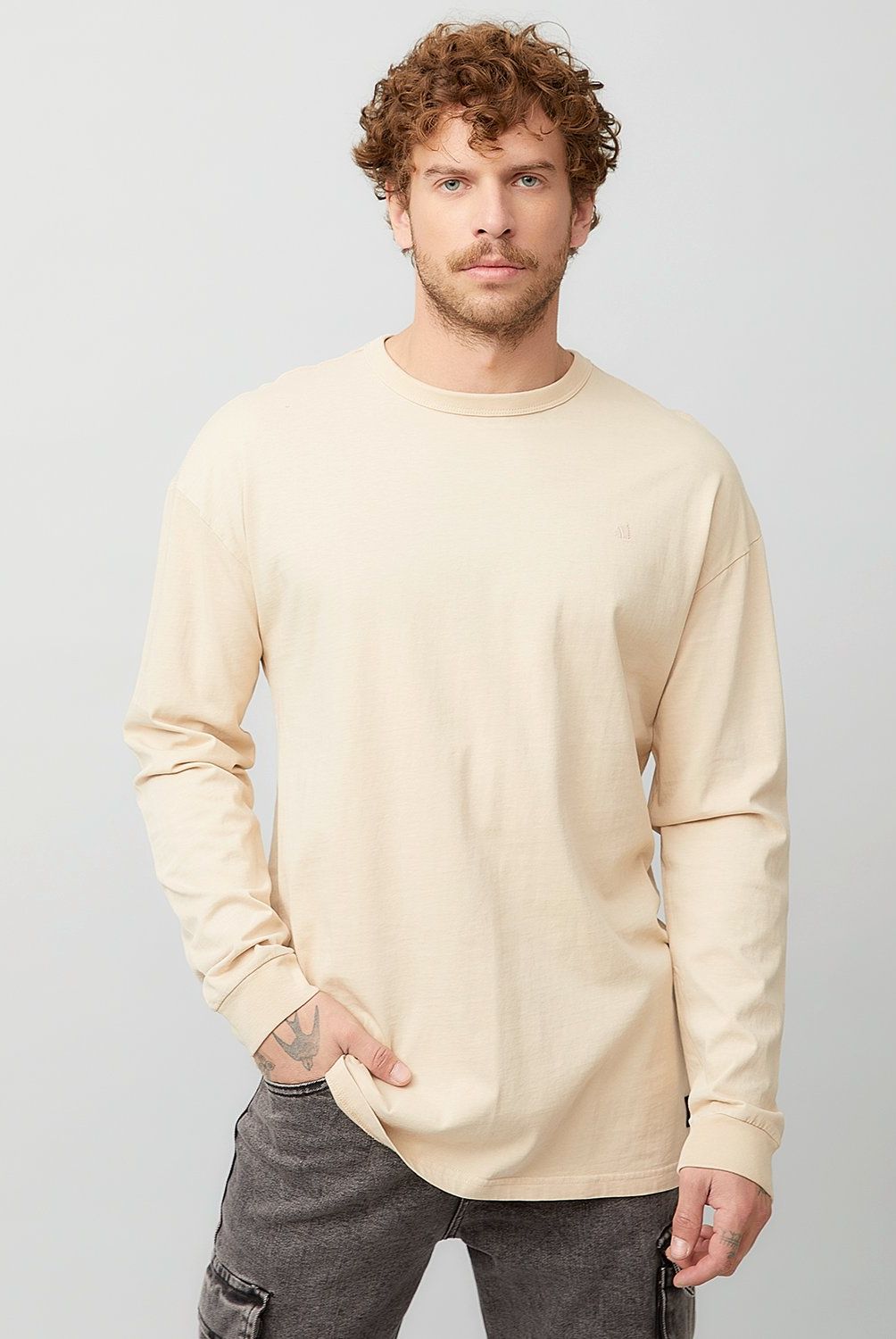 AMERICANINO - Polera Manga Larga Algodón Relaxed Fit Hombre Americanino