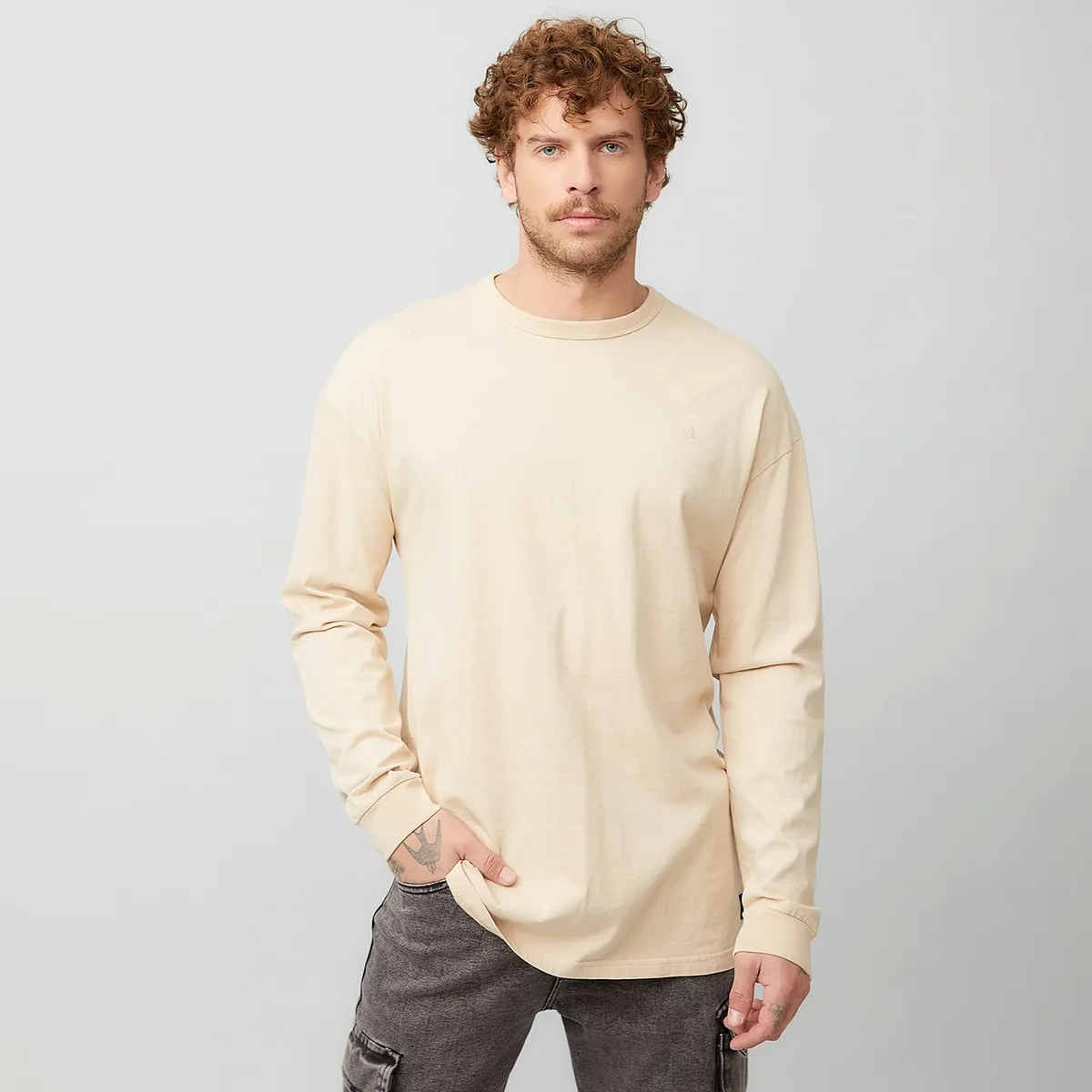 AMERICANINO - Polera Manga Larga Algodón Relaxed Fit Hombre Americanino