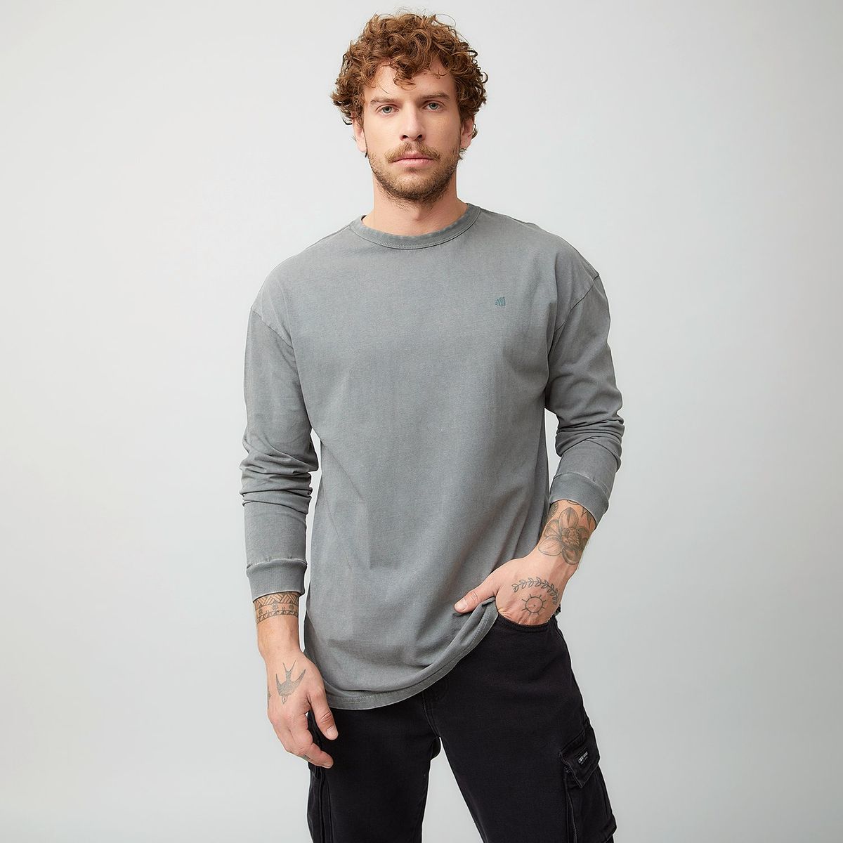 AMERICANINO - Polera Manga Larga Algodón Relaxed Fit Hombre Americanino