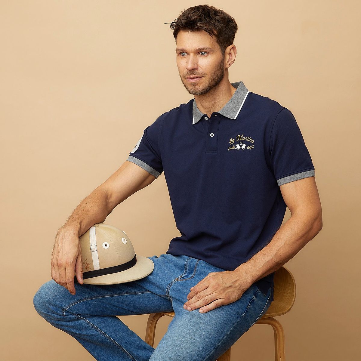 LA MARTINA - Polera Piqué Manga Corta Team Hombre La Martina