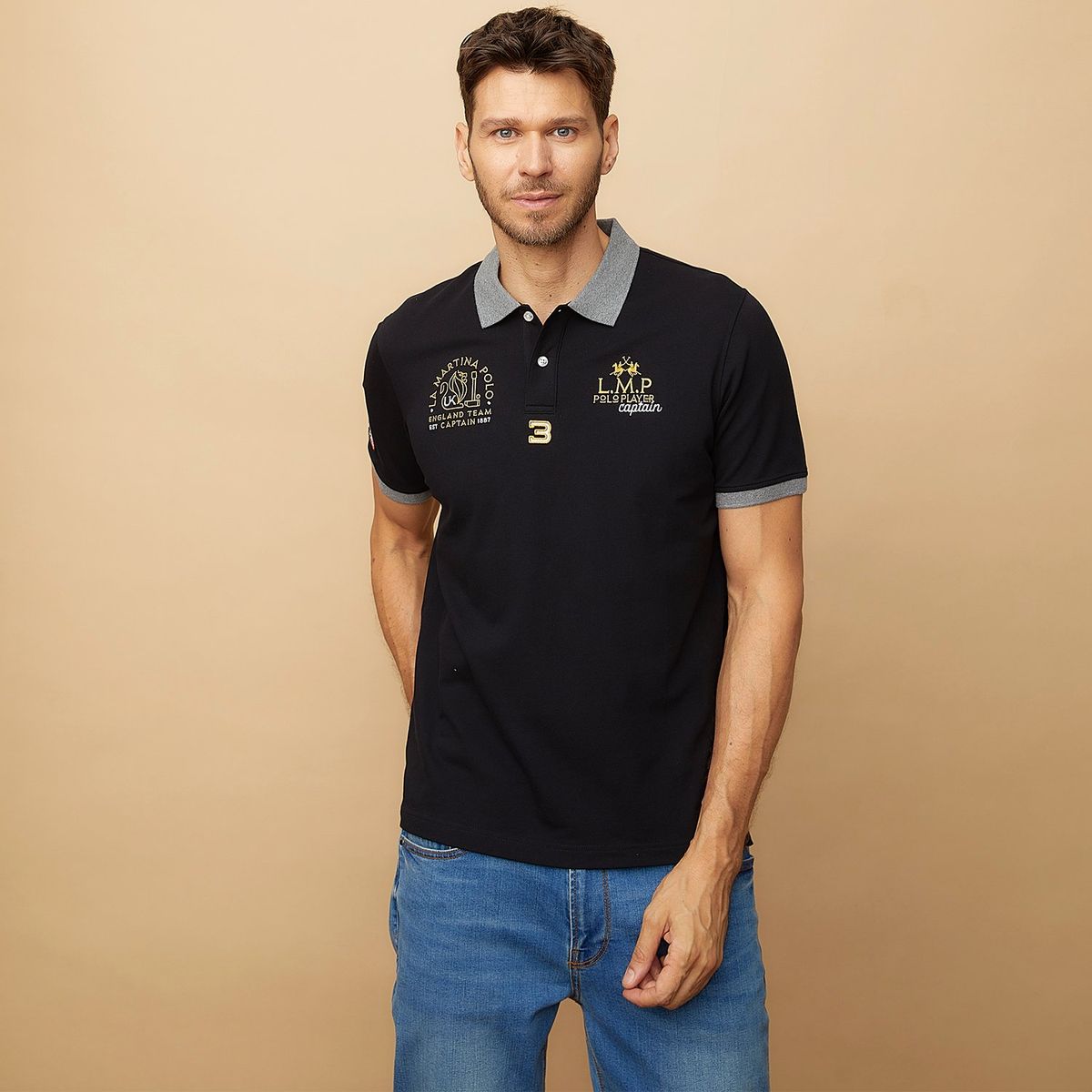 LA MARTINA - Polera Piqué Manga Corta Team Hombre La Martina